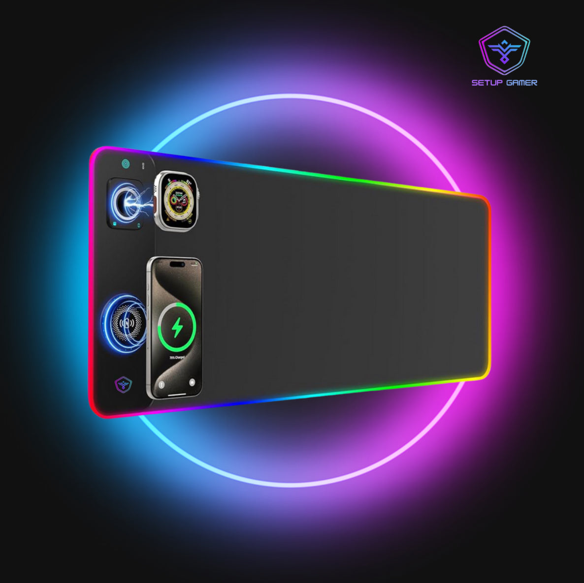 Tapis de Souris LED + Double Charge Induction